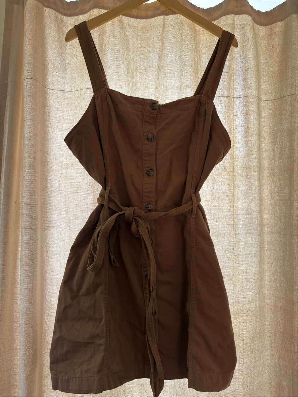 Brown Button-Front Tie-Waist GAP dress